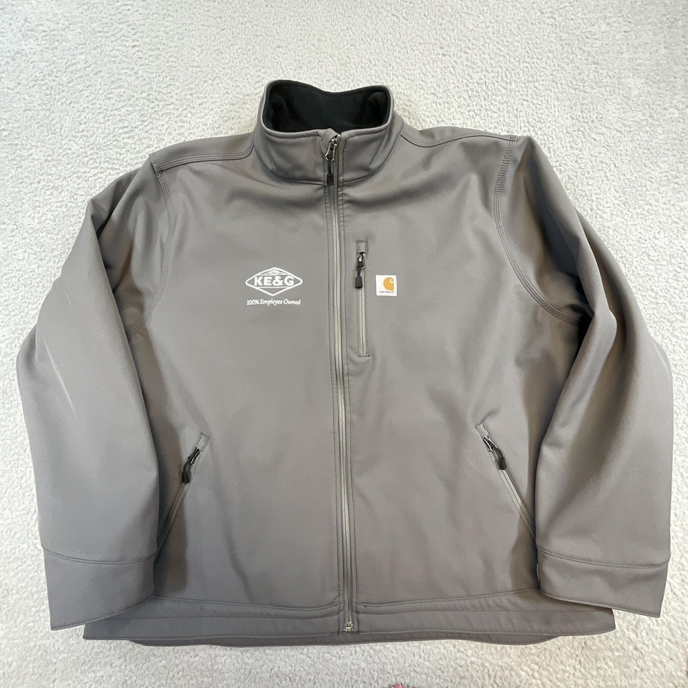 Carhartt Jacket Mens‎ 3XL Gray Softshell Windbreaker Lined Full Zip Embroidered